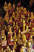 Inle Lake Myanmar. Pindaya, the famous Shwe Oo Min pagoda, a natural cave filled with thousands of gilded Buddha statues. 